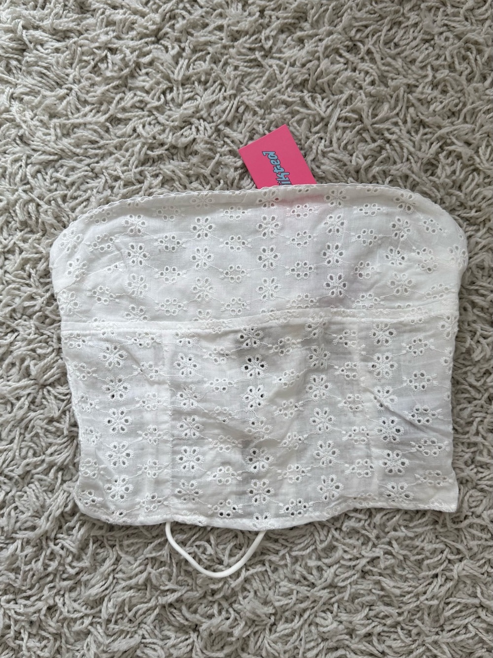 Edikted White Eyelet Strapless Bustier Top
